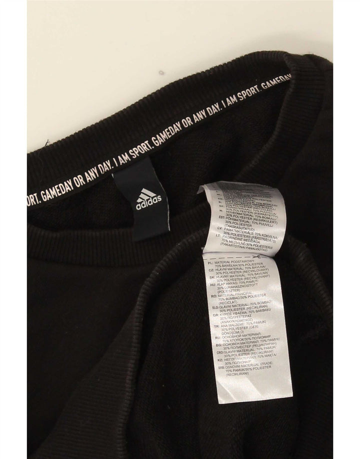 Adidas Dame Grafisk Sweatshirt Jumper UK 14 Medium Sort Bomuld