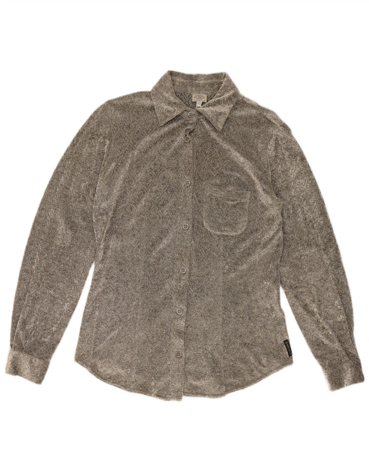 Armani Dameskjortebluse UK 12 Medium Grey Floral Viscose