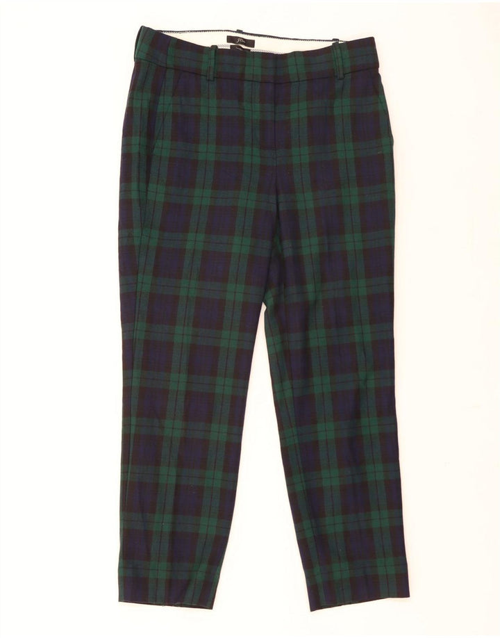 J. Crew Dame Cameron Cropped Trousers US 6 Medium W30 L26 Green Plaid
