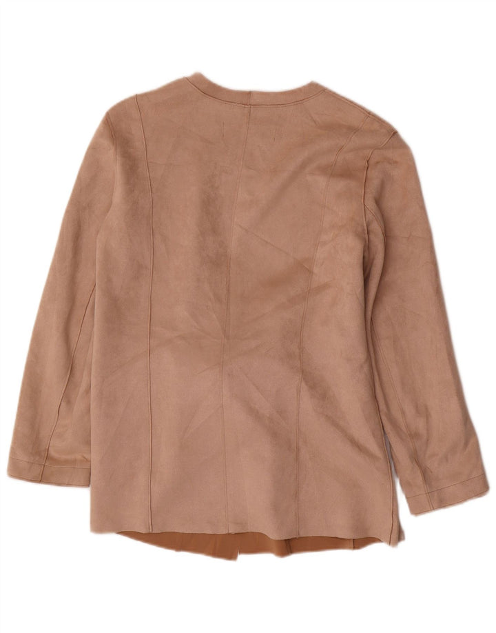 Zara Dame imiteret ruskind Blazer Jacket UK 12 Medium Beige