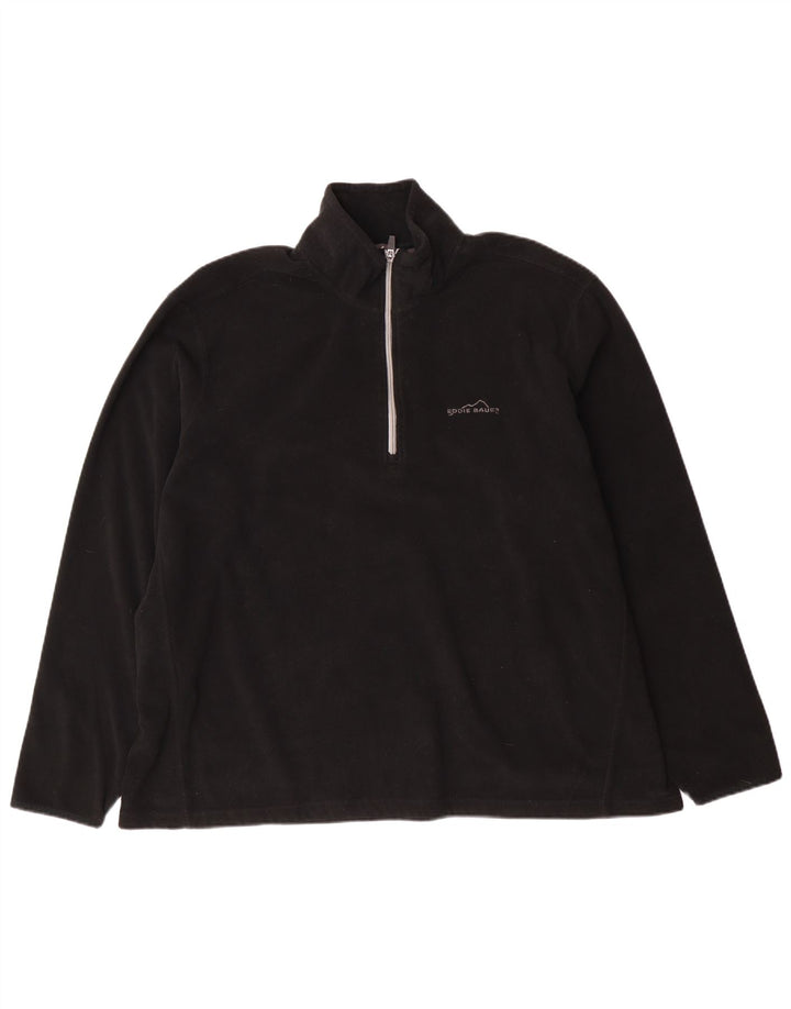 Eddie Bauer herre lynlås hals fleece jumper 2XL sort polyester