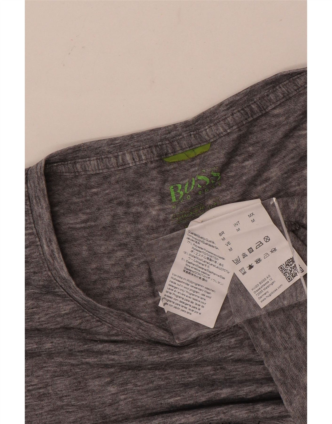 Hugo Boss Herre T-Shirt Top Medium Grå Geometrisk Polyester