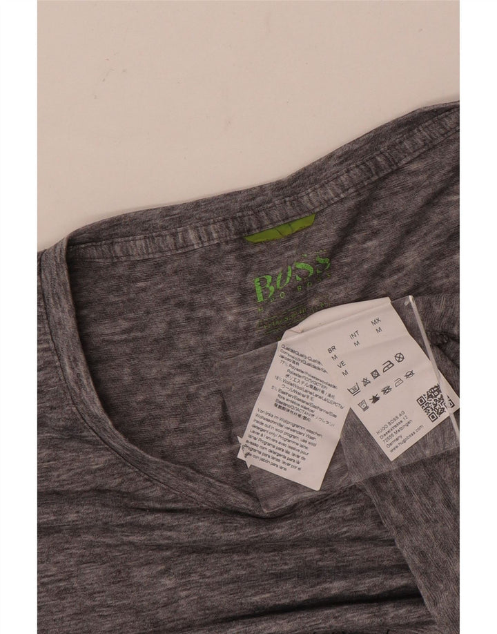 Hugo Boss Herre T-Shirt Top Medium Grå Geometrisk Polyester