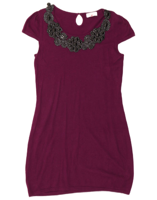 John Lewis Dame Jumper Dress UK 12 Medium Lilla Bomuld