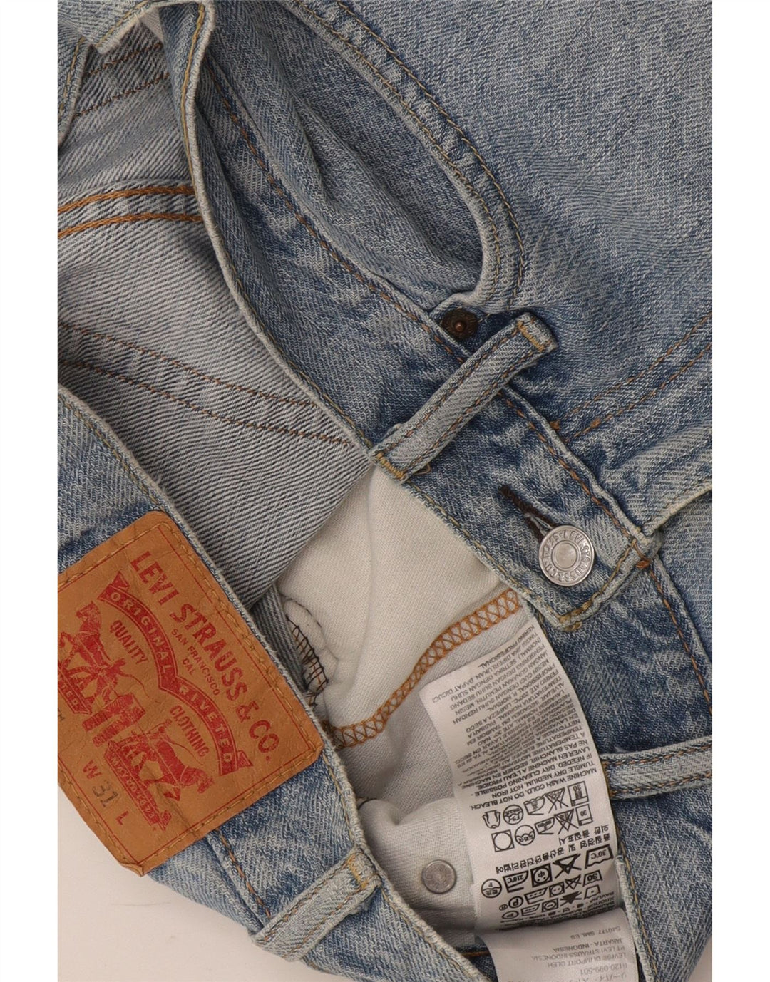Levi's Herre 505 Distressed Denim Shorts W31 Medium Blue Cotton