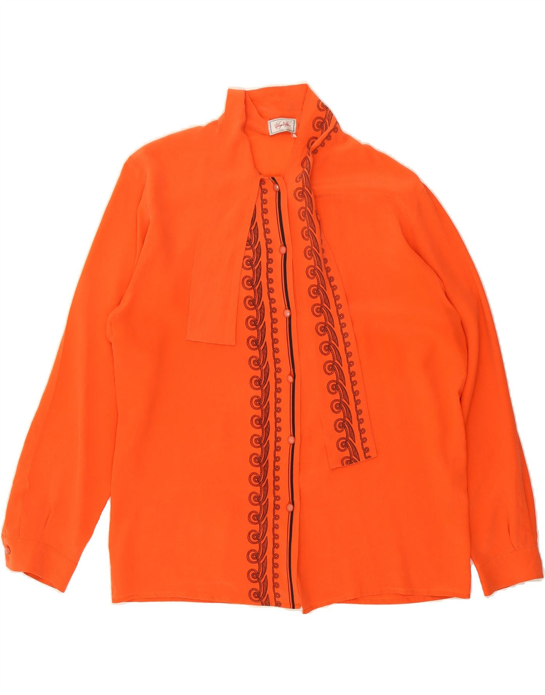 VINTAGE Womens Front Tie Shirt Blouse IT 46 Large Orange Striped Vintage Vintage and Second-Hand Vintage from Messina Hembry 