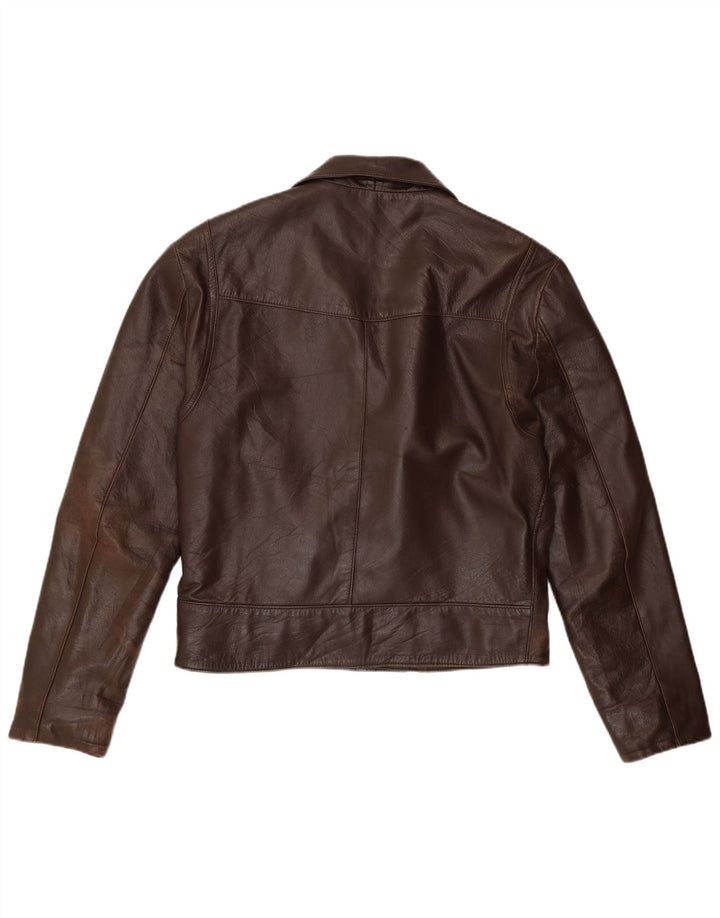 Vintage Herre Læder Biker Jacket UK 40 Stor Brun Læder