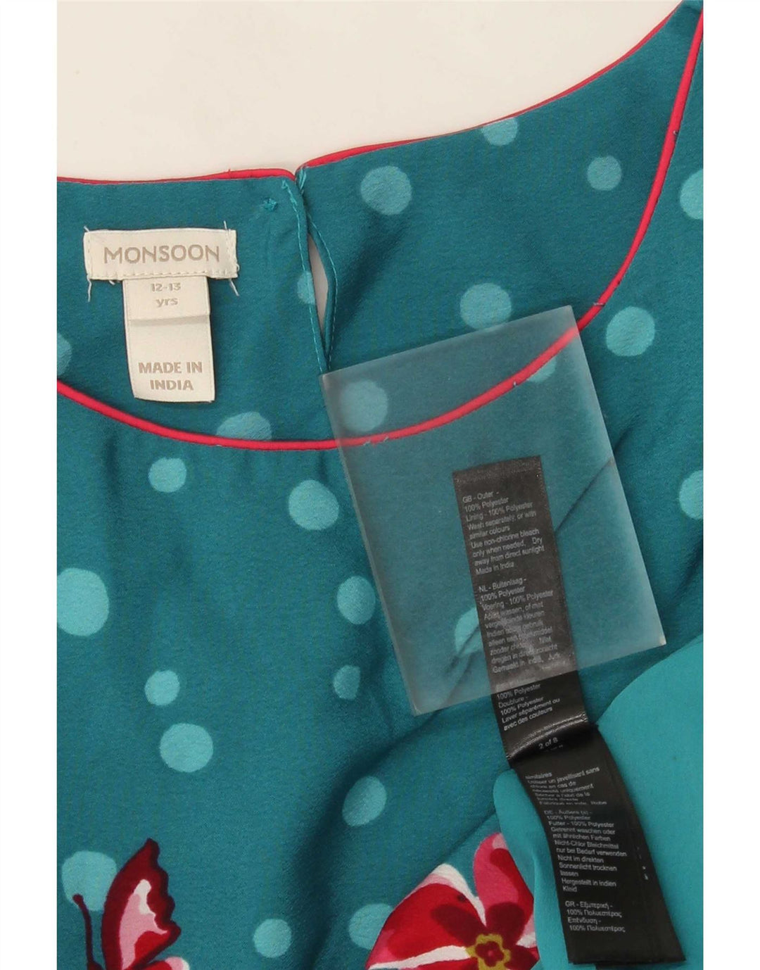 Monsoon Girls A-Line Kjole 12-13 år Blue Floral Polyester
