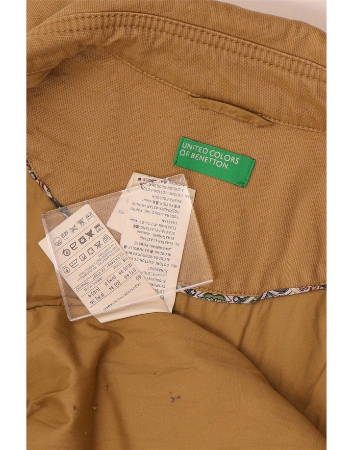Benetton Womens Trench Coat UK 8 Small Beige Bomuld