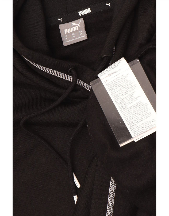 PUMA Oversized grafisk hættetrøjetrøje til kvinder UK 14 Medium Sort bomuld