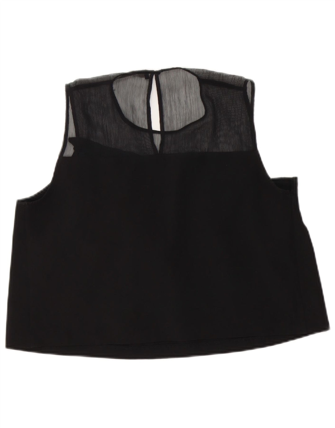 Zara Womens Crop ærmeløs bluse Top UK 14 Large Black