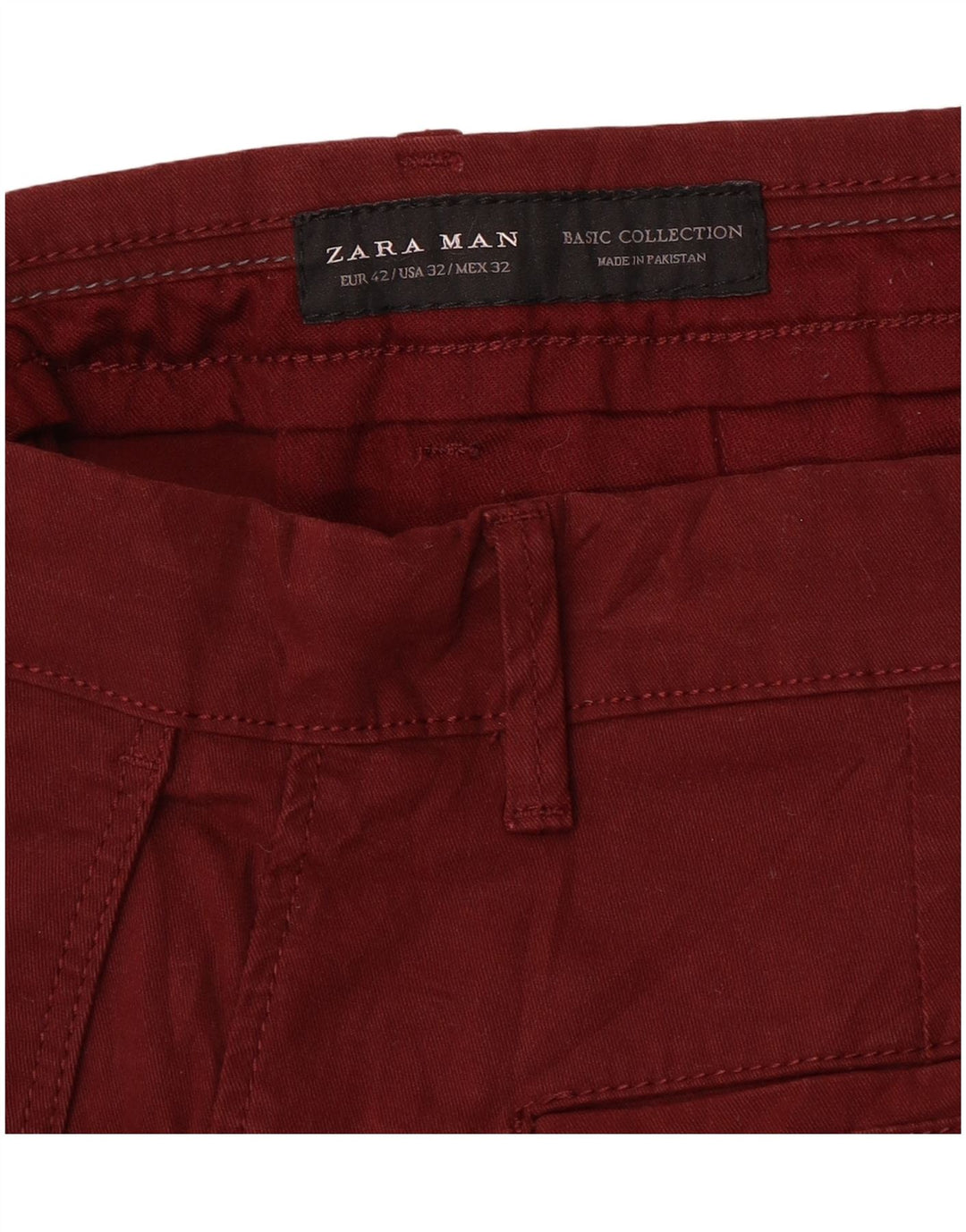 Zara Herre Slim Chino Bukser EU 42 Medium W32 L30 Maroon