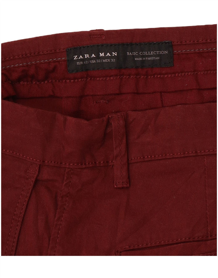 Zara Herre Slim Chino Bukser EU 42 Medium W32 L30 Maroon