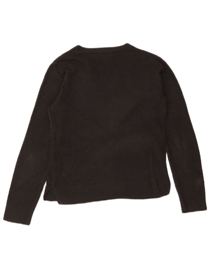 Marks & Spencer Dame V-hals sweater UK 8 Lille sort akryl