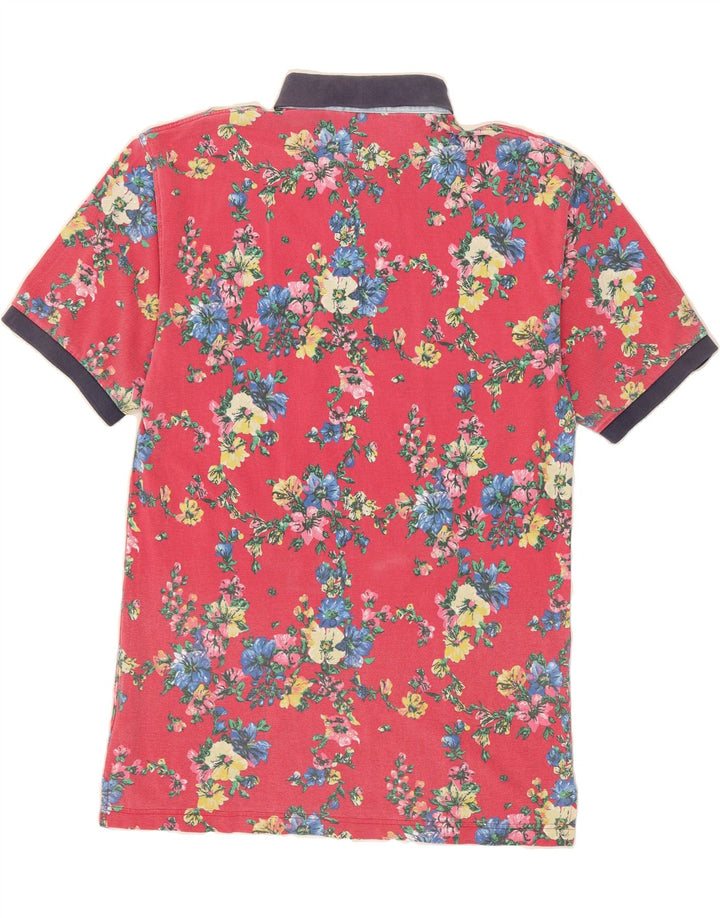 SCIROCCO Mens Polo Shirt Large Red Floral Cotton Vintage Scirocco and Second-Hand Scirocco from Messina Hembry 