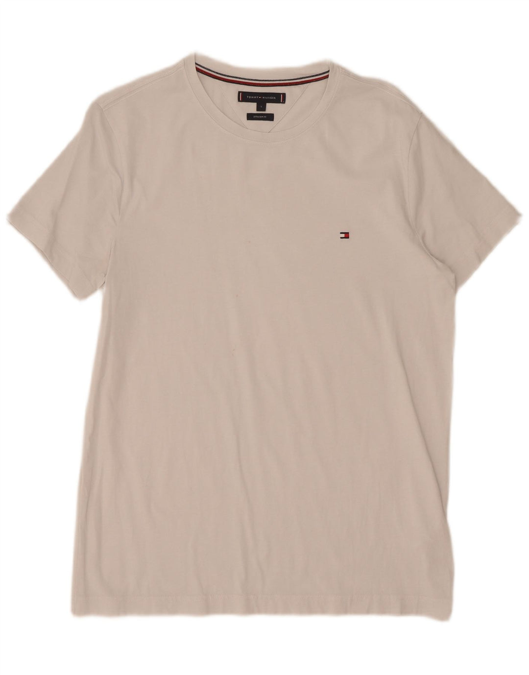 Tommy Hilfiger Herre Extra Slim T-Shirt Top Stor Hvid Bomuld