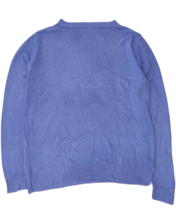 Marks & Spencer Dame Boat Neck Jumper Sweater UK 14 Large Blue Acryl