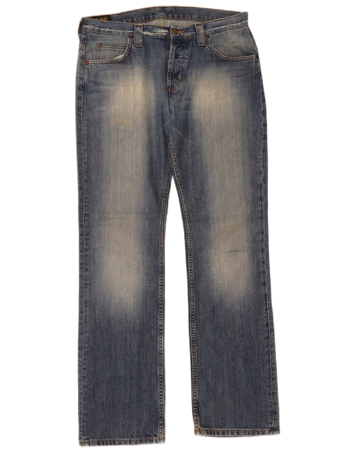 LEE Mens Knox Straight Jeans W33 L34 Blue Cotton