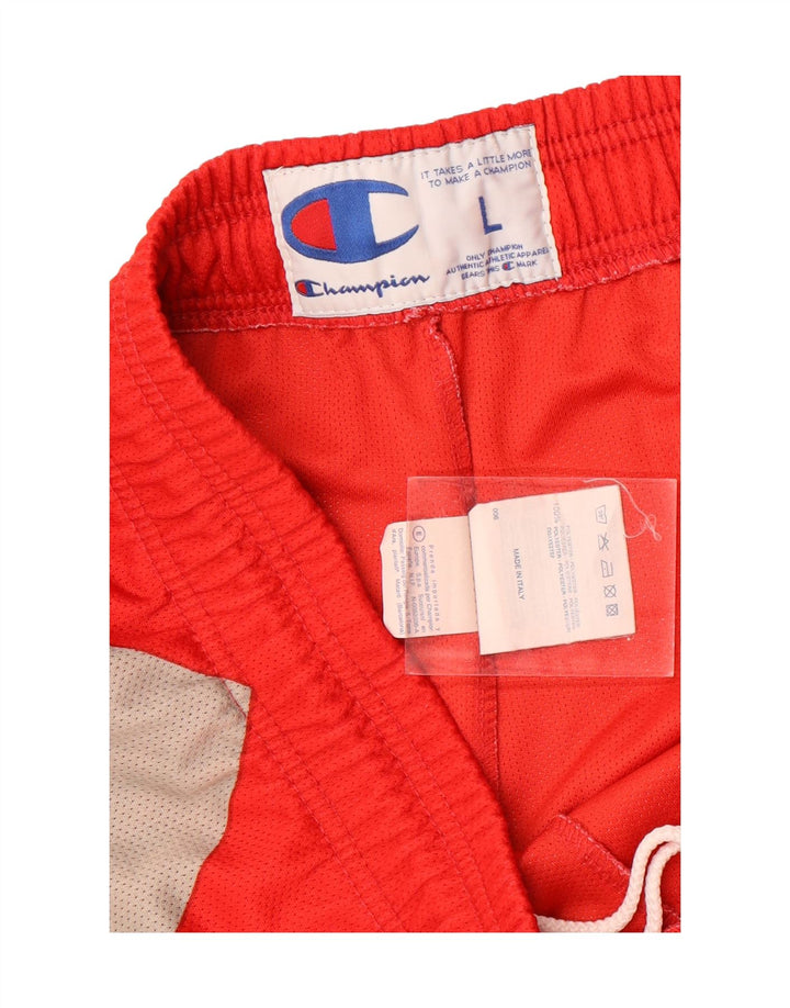 Champion Herre grafiske sportsshorts Large Rød Colourblock Polyester