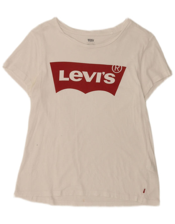 Levi's Grafisk T-shirt top til kvinder UK 12 Medium White