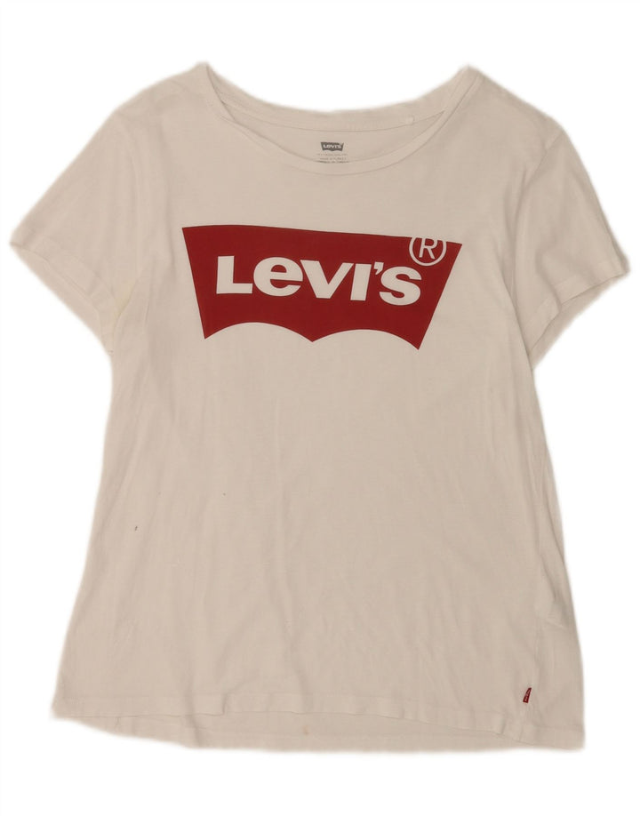 Levi's Grafisk T-shirt top til kvinder UK 12 Medium White