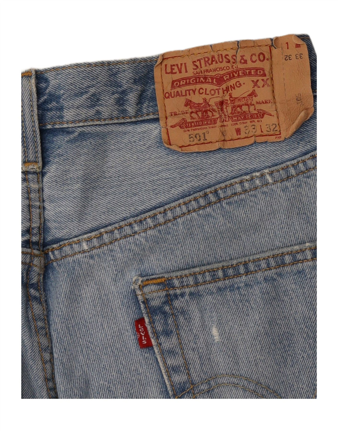 Levi's Womens 501 Distressed Denim Nederdel W33 Large Blue