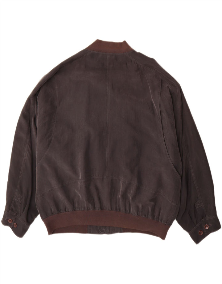 Vintage herre bomberjakke UK 42 XL brun silke