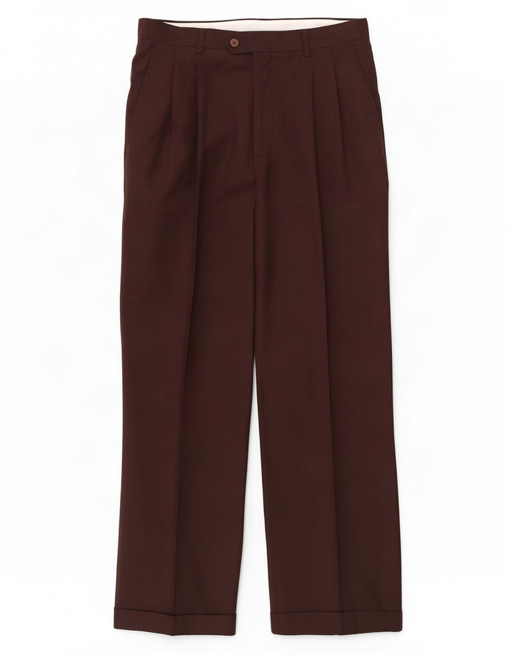 Pierre Cardin Herre Pegged Suit Bukser W34 L29 Brun Uld
