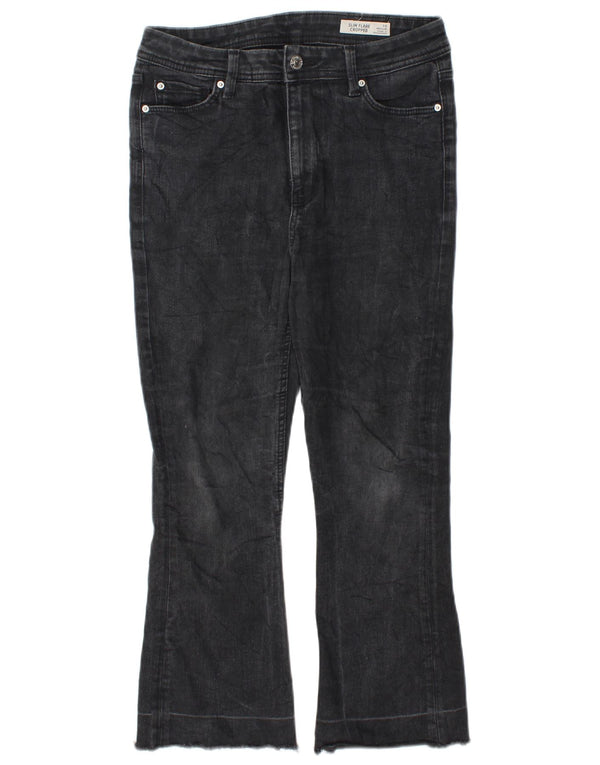 Marks & Spencer Dame Slim Flare Cropped Jeans UK 10 Small W27 L23 Black