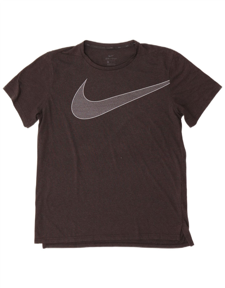 Nike Herre Dri Fit Grafisk T-Shirt Top Stor Grå Polyester