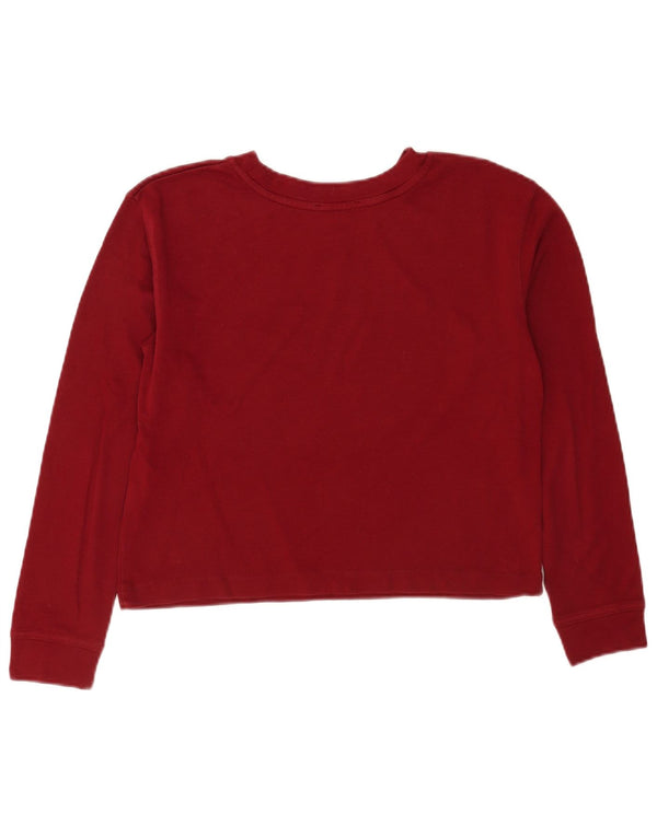Zara Womens Crop Top Langærmet UK 10 Small Bourgogne Bomuld