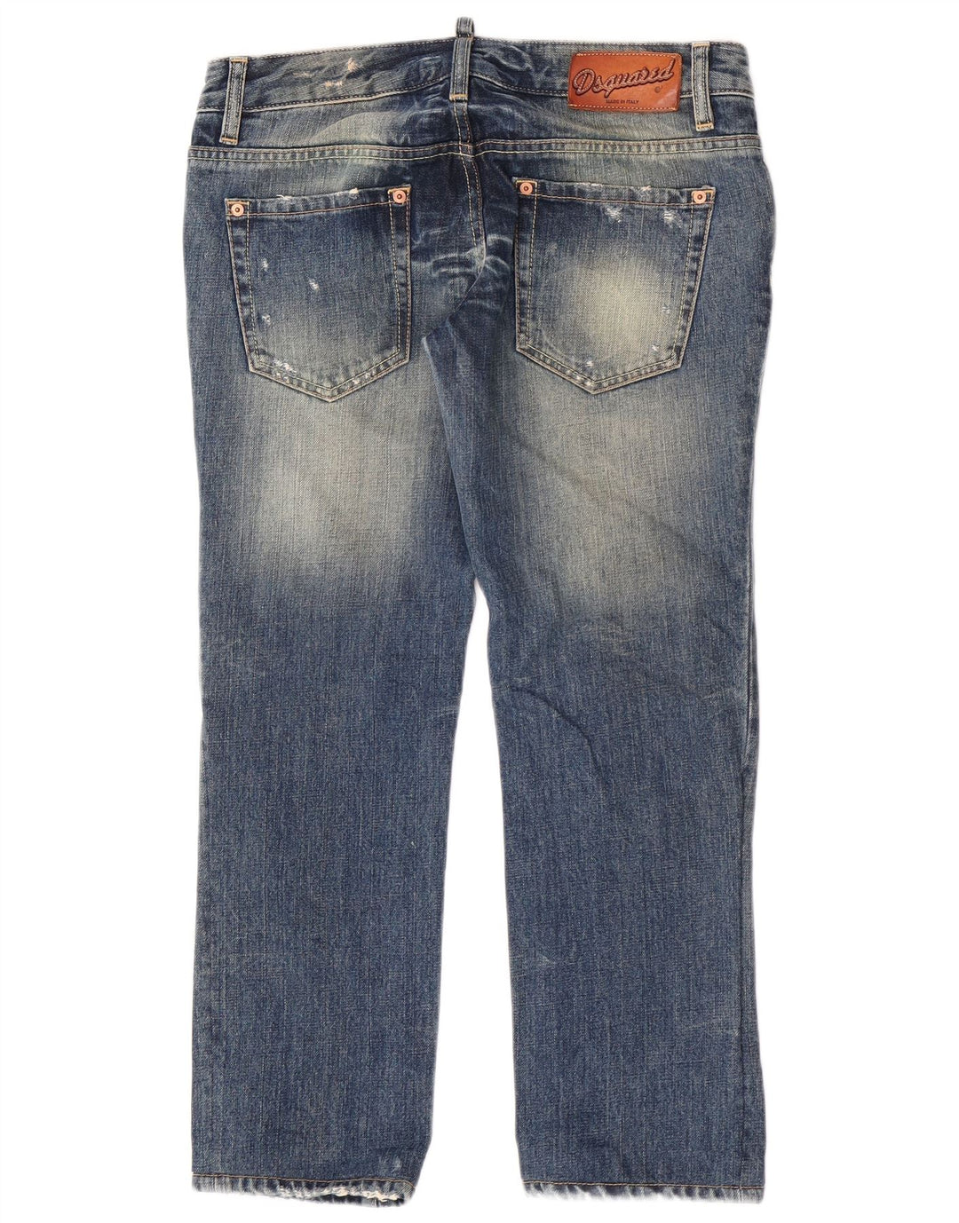 Dsquared Dame Distressed Straight Jeans IT 44 Medium W30 L27 Blå Bomuld