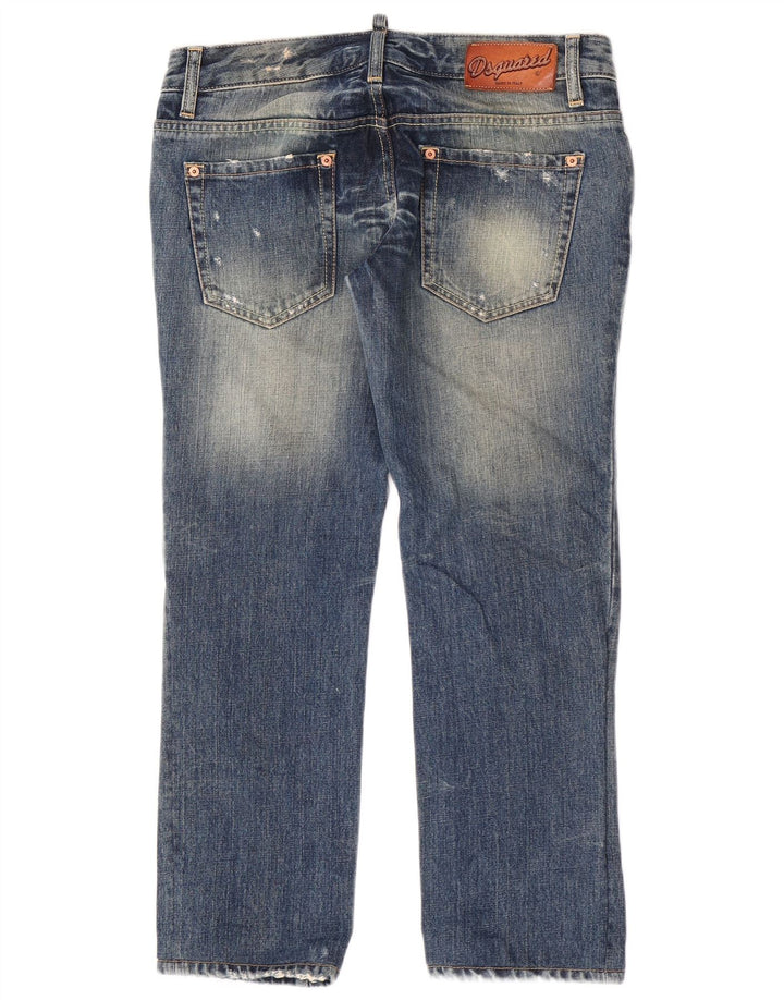 Dsquared Dame Distressed Straight Jeans IT 44 Medium W30 L27 Blå Bomuld