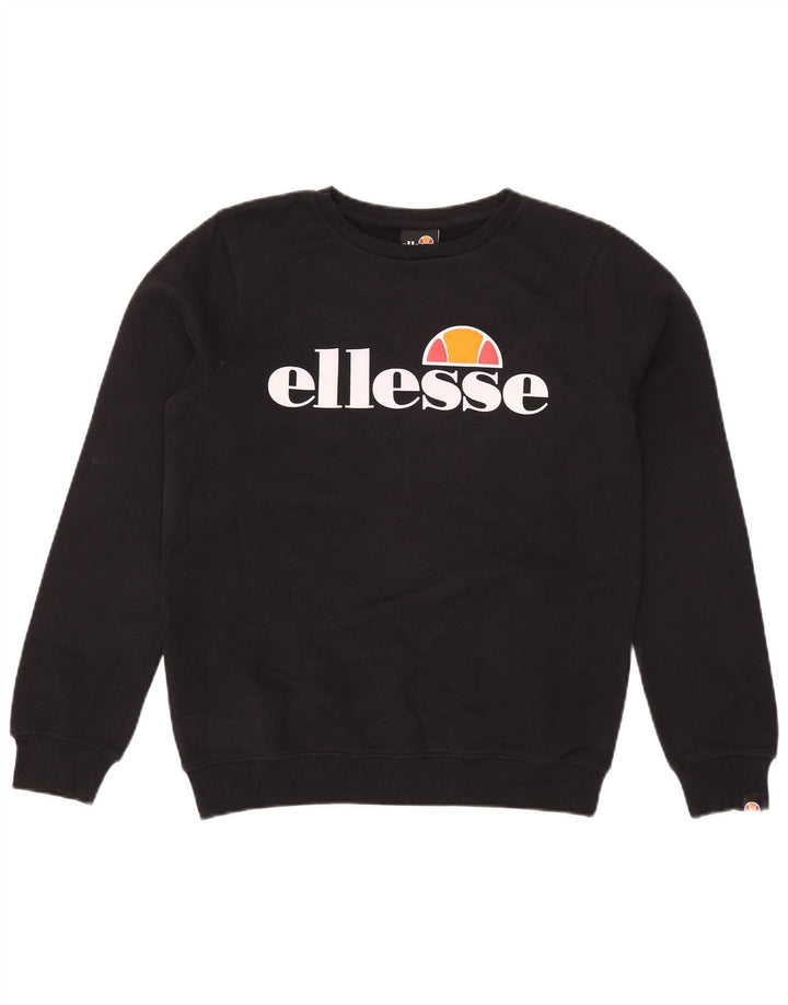 Ellesse Dame Grafisk Oversized Sweatshirt Jumper UK 14 Medium Sort