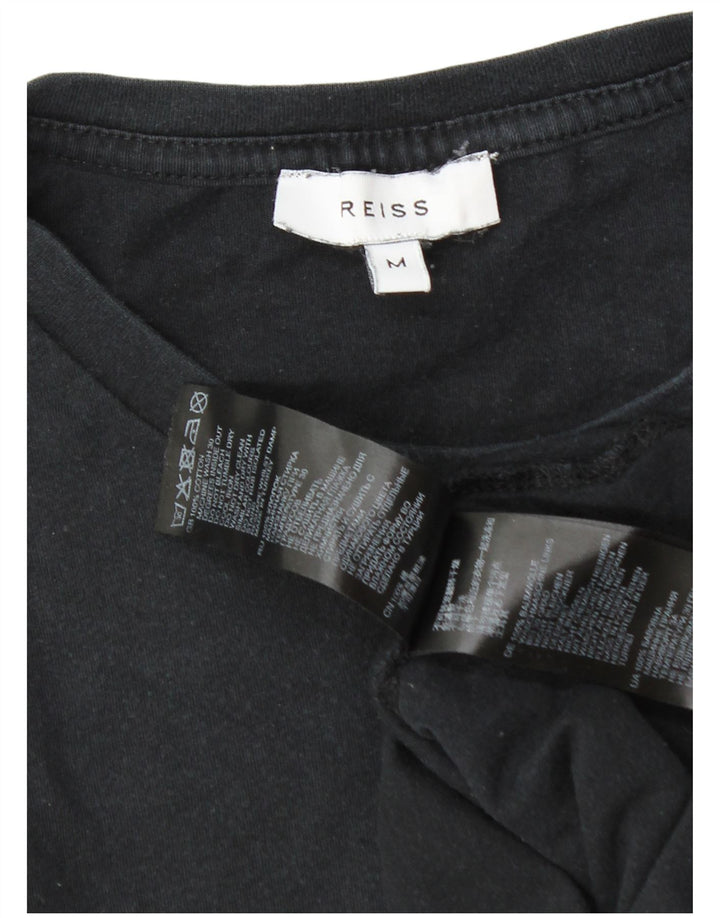 Reiss Herre T-Shirt Top Medium Sort Bomuld