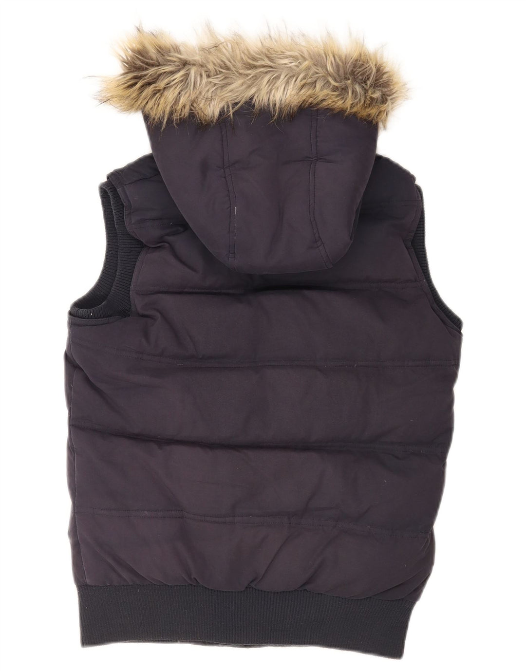 Fat Face Dame Hætte Polstret Gilet UK 8 Small Navy Blue Polyester