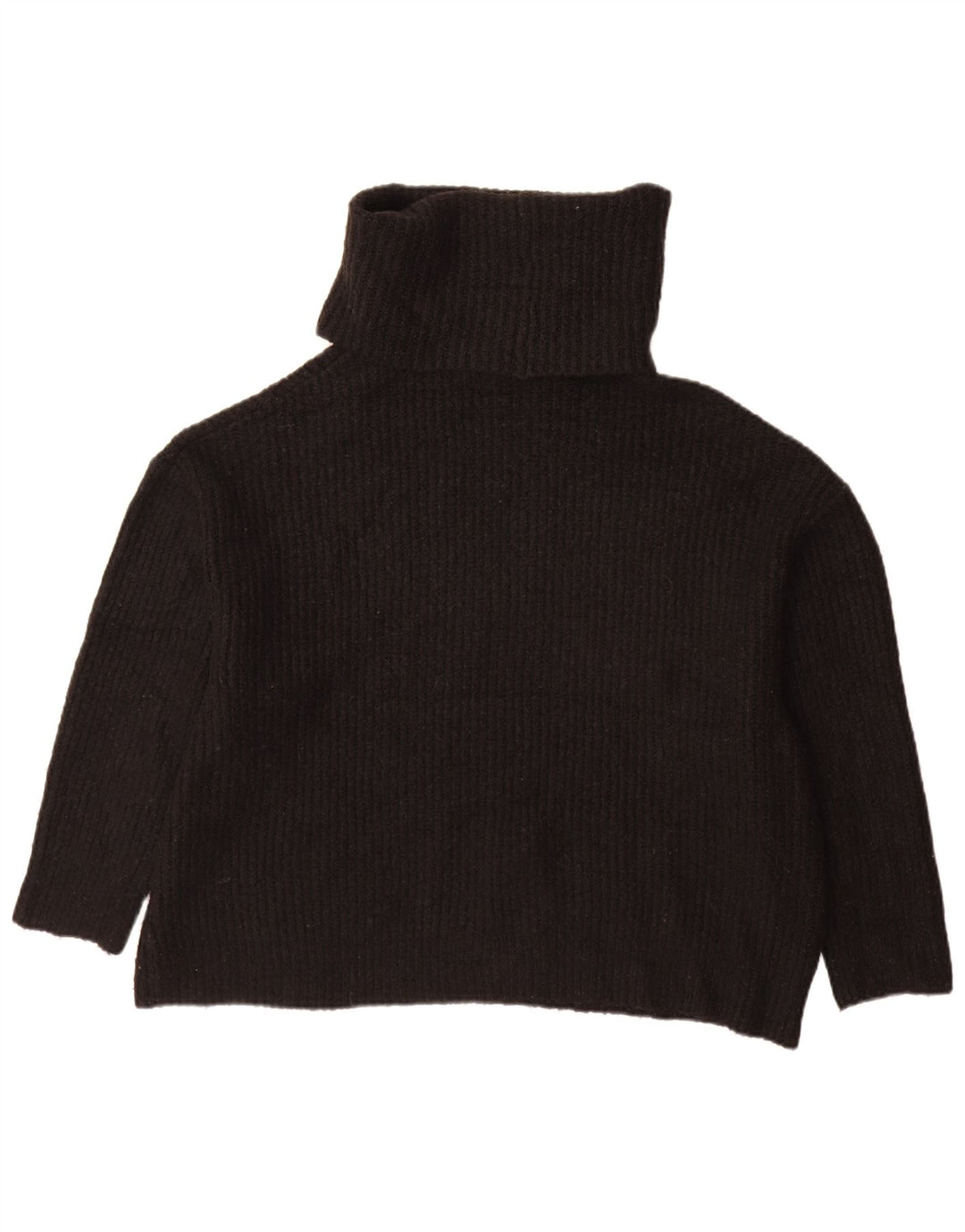 Zara Dame Oversized Roll Neck Jumper Sweater UK 10 Small Black Acryl