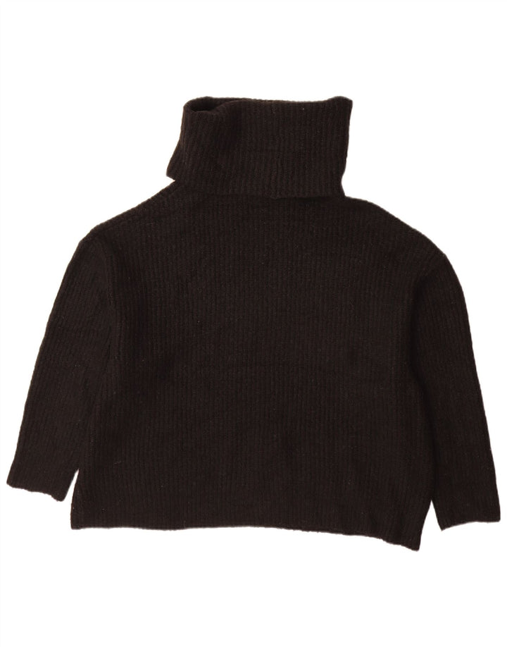 Zara Dame Oversized Roll Neck Jumper Sweater UK 10 Small Black Acryl
