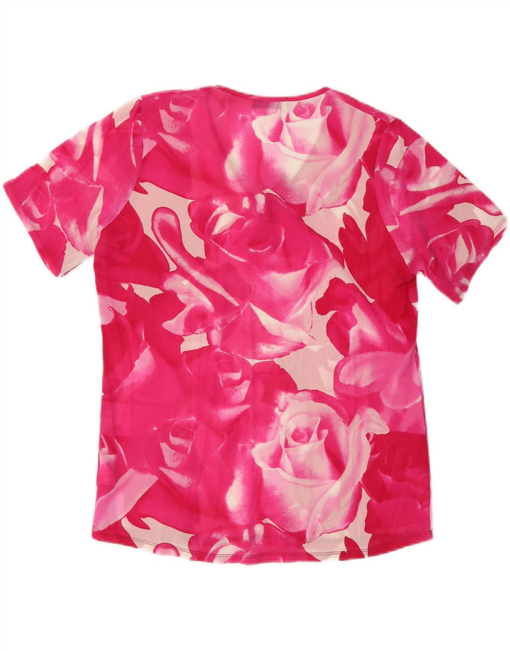 VINTAGE Damebluse Top UK 18 XL Pink Floral Silke