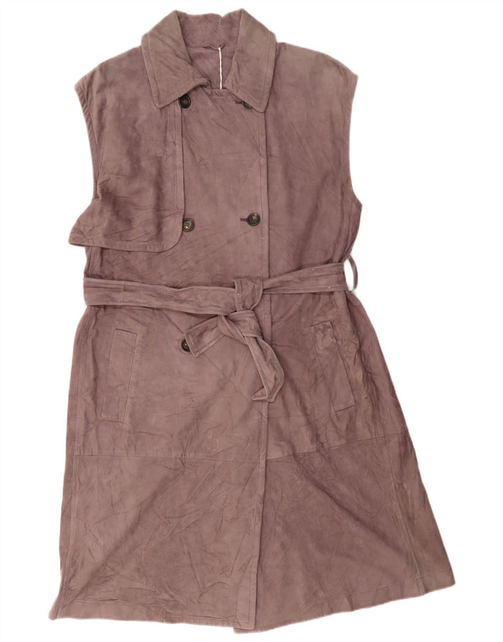 Brunello Cucinelli Dame Ærmeløs Ruskind Trench Coat IT 42 Medium Brun