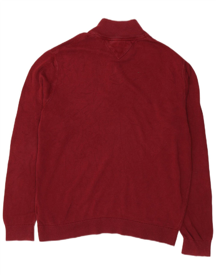 Tommy Hilfiger Herre Zip Neck Jumper Sweater 2XL Rød Bomuld