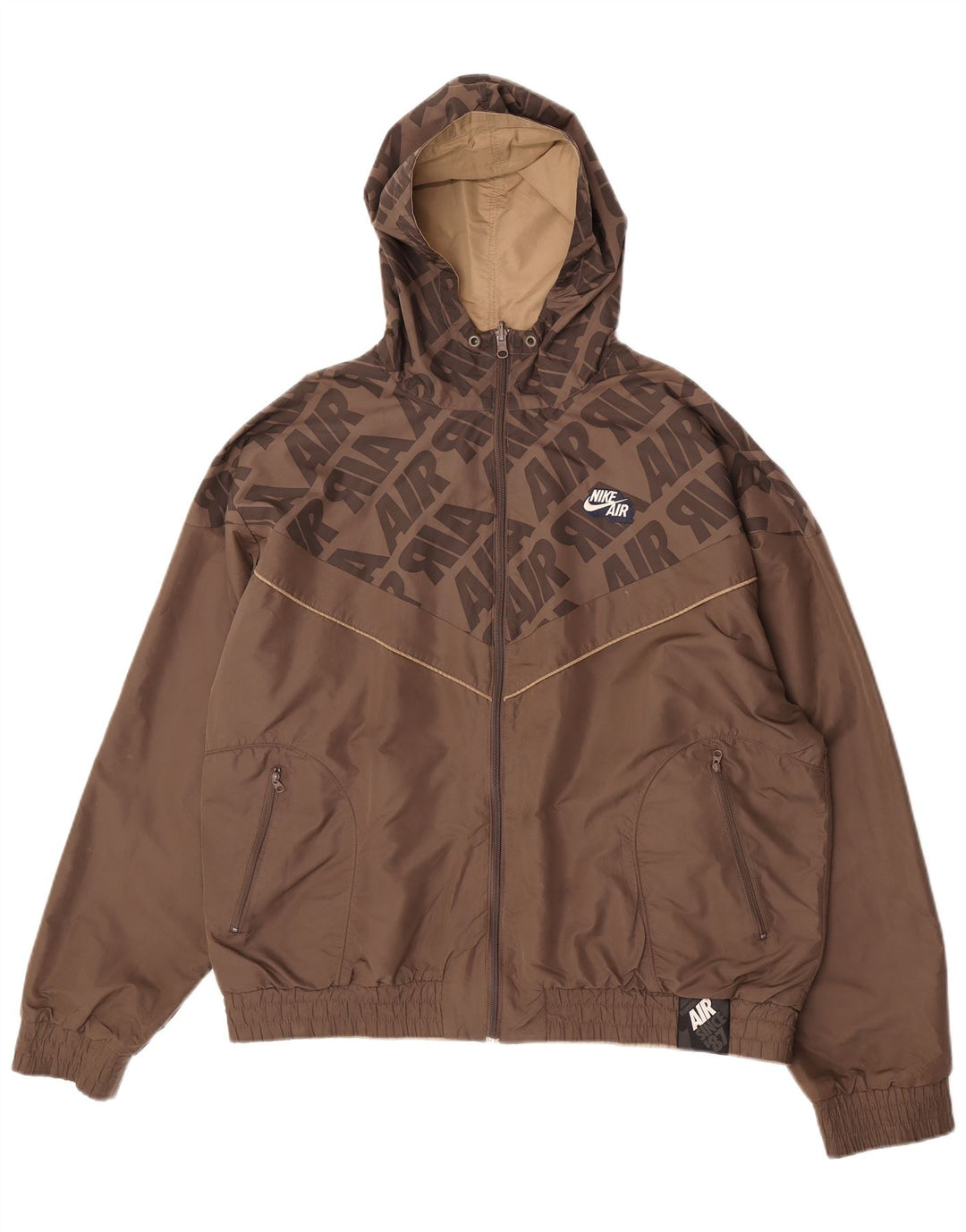 Nike grafisk vendbar jakke med hætte til mænd UK 45/47 XL brun polyester