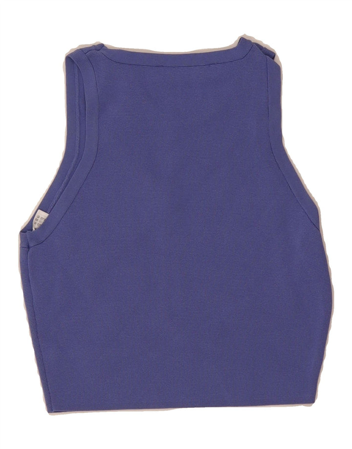 ZARA Womens Crop Top UK 8 Small Blue Viscose Vintage Zara and Second-Hand Zara from Messina Hembry 