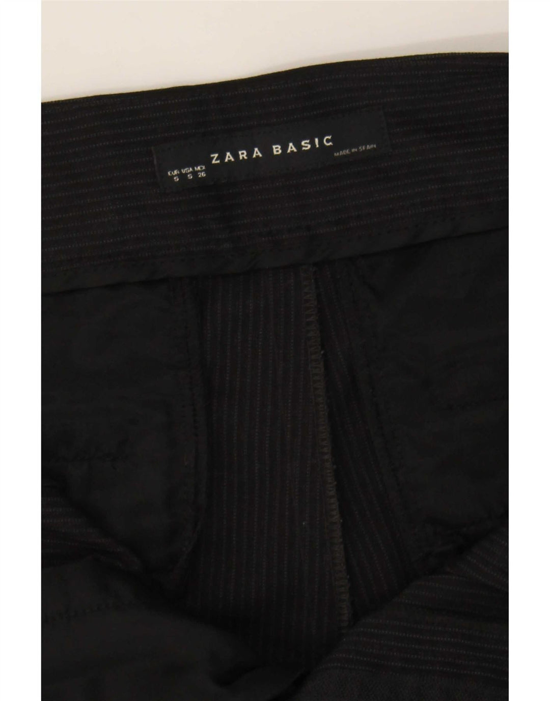 Zara Dame Pegged Capri Bukser Small W26 L18 Sort nålestribe