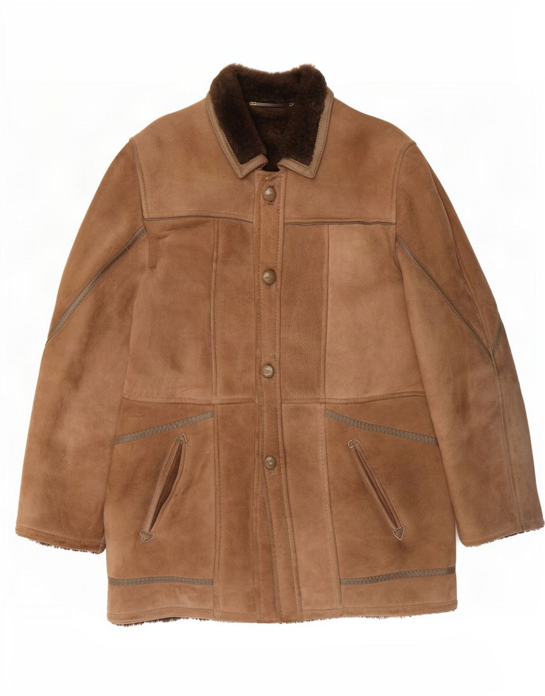 Vintage Herre Shearling Jacket IT 48 Medium Brun