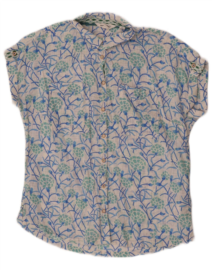 White Stuff Kortærmet Dameskjorte UK 12 Medium Floral Bomuld