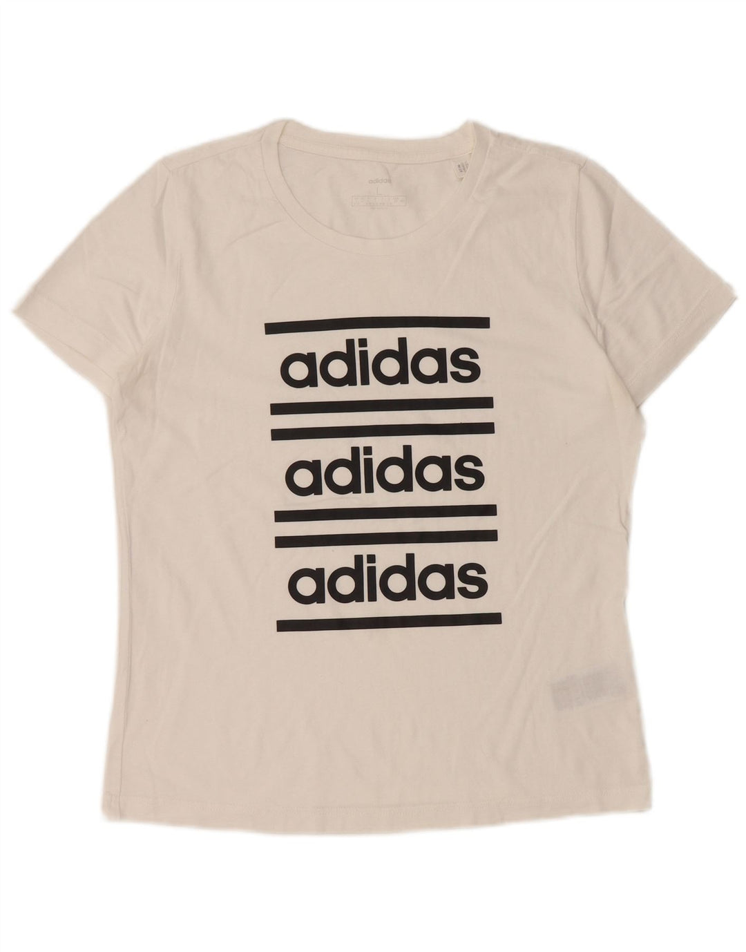 ADIDAS Grafisk T-shirt top til kvinder UK 16/18 Stor hvid bomuld