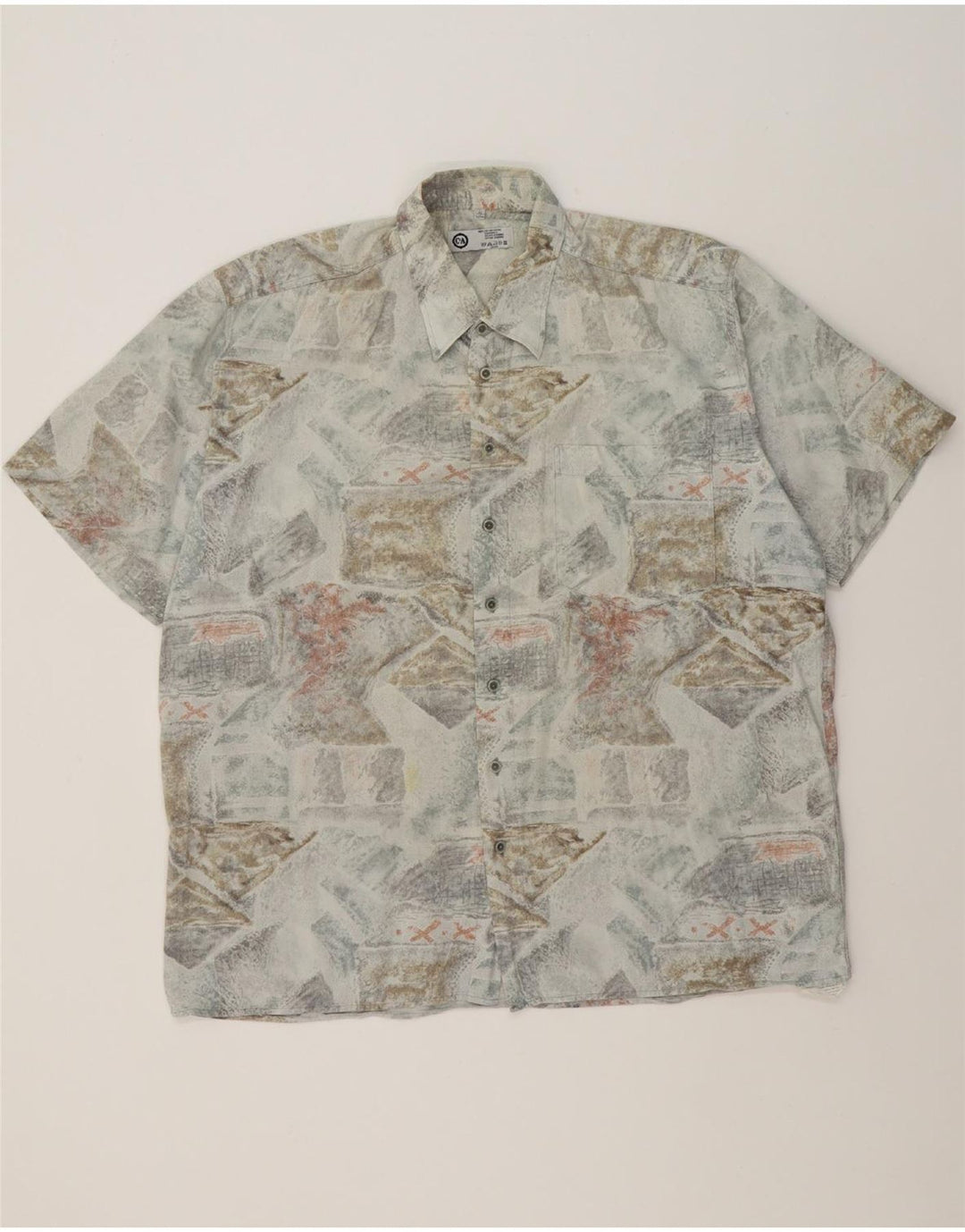 C&A Mens Short Sleeve Shirt Size 43/44 XL Grey Patchwork Cotton Vintage C&A and Second-Hand C&A from Messina Hembry 