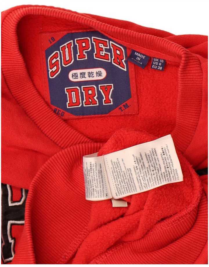 Superdry Womens Grafisk Oversized Sweatshirt Jumper UK 10 Lille rød bomuld