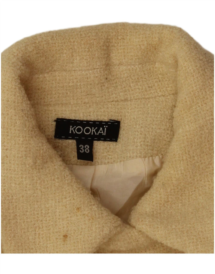 Kookai Womens Crop Pea Coat EU 38 Medium Beige Uld